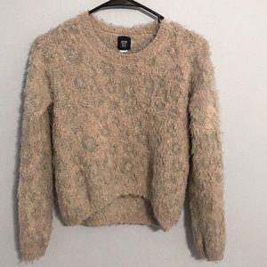 Fuzzy rose gold and grey sweater